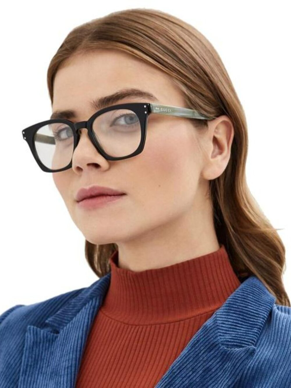 GUCCI GG0572O 009 BLACK GREY SQUARE EYEGLASSES